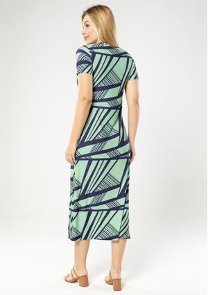Vestido Midi Pau a Pique Estampado Verde