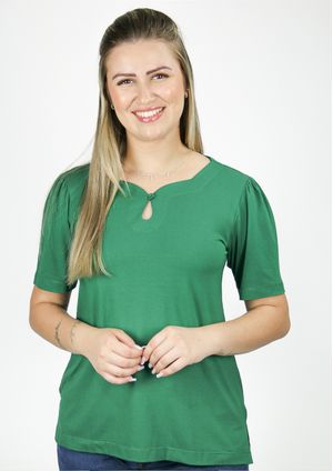 Blusa Pau a Pique Manga Curta Básica Verde