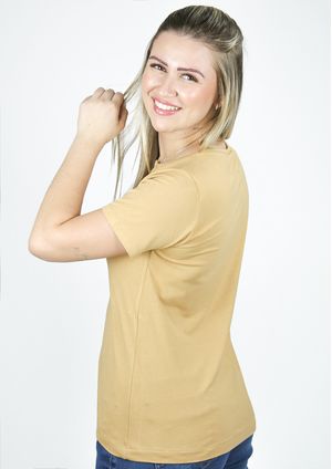 Blusa Pau a Pique Manga Curta Básica Bege