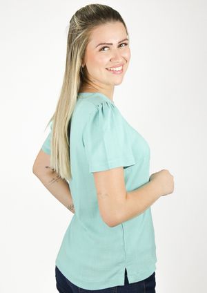 Blusa Viscose Pau a Pique Básica Verde Água