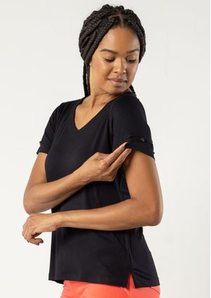 Blusa Pau a Pique Manga Curta Básica Preto