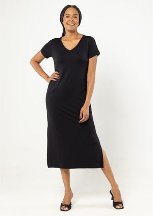 Vestido Midi Pau a Pique Básico Preto
