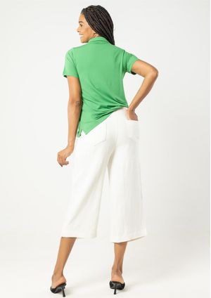 Calça Pau a Pique Pantacourt Básica Off White