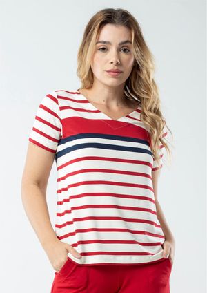 Blusa Pau a Pique Listrada Vermelho