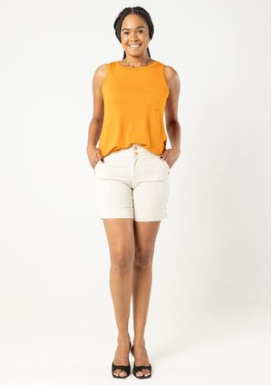 Shorts Pau a Pique Linho Off White