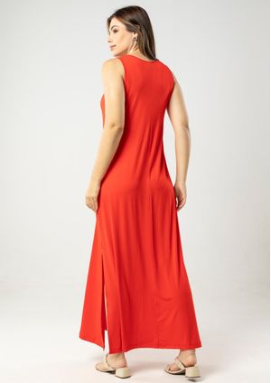 Vestido Pau a Pique Básico Laranja