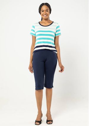 Calça Corsário Pau a Pique Moletinho Azul Marinho