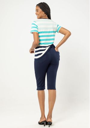 Calça Corsário Pau a Pique Moletinho Azul Marinho