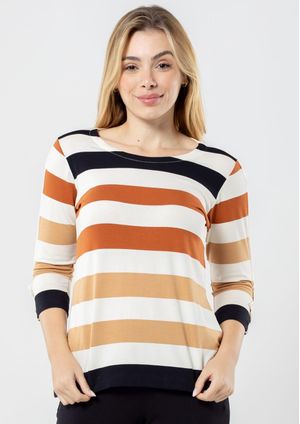 Blusa Pau a Pique Manga 3/4 Listrada Preto