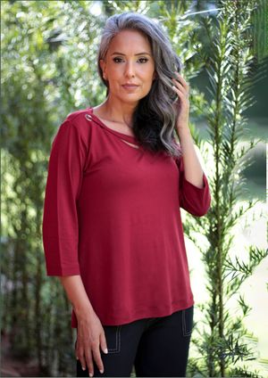 Blusa 3/4 Pau a Pique Básica Vinho