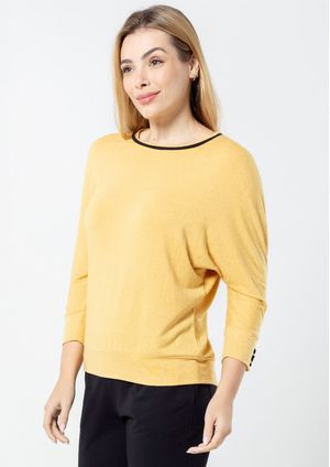 Blusa 3/4 Pau a Pique Básica Mostarda