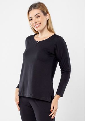 Blusa m/l Pau a Pique Básica Preto
