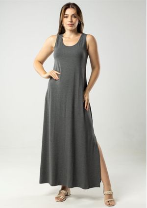 Vestido Pau a Pique Básico Cinza