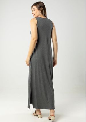 Vestido Pau a Pique Básico Cinza