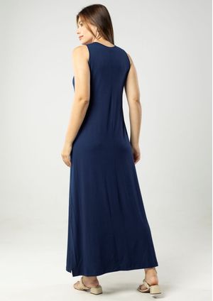 Vestido Pau a Pique Básico Azul Marinho