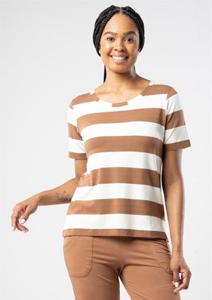 Blusa Pau a Pique Listrada Marrom