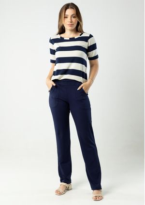 Calça Pau a Pique Moletinho Azul marinho