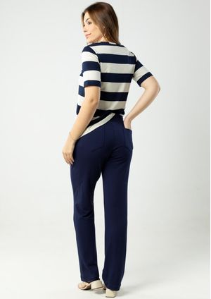 Calça Pau a Pique Moletinho Azul marinho