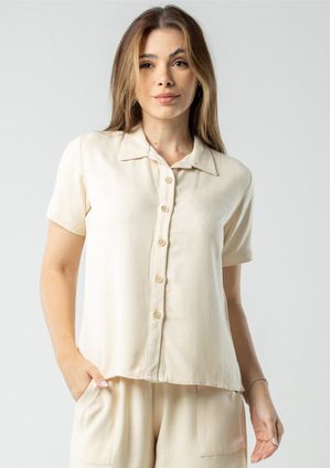 Camisa Viscose Pau a Pique Básica Off White