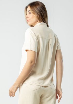 Camisa Viscose Pau a Pique Básica Off White