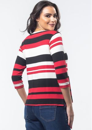 Blusa Pau a Pique Manga 3/4 Listrada Preto