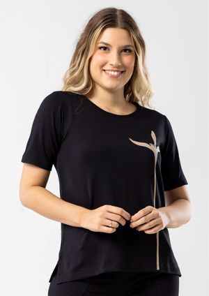 Blusa Manga Curta  Pau a Pique Básica Preto