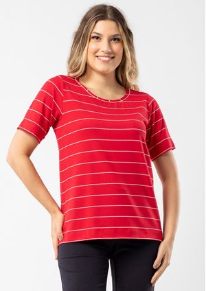 Blusa Pau a Pique Listrada Vermelho