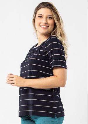Blusa Pau a Pique Listrada Preto