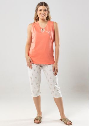 Pijama Capri Verão Pau a Pique Coral