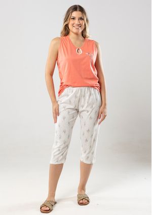 Pijama Capri Verão Pau a Pique Coral