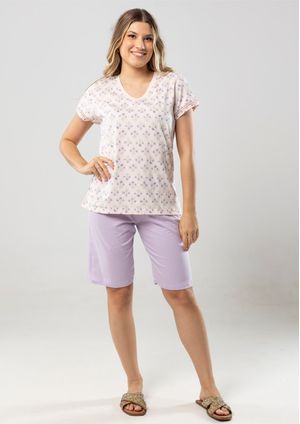 Pijama Verão Pau a Pique Rosa e Lilás
