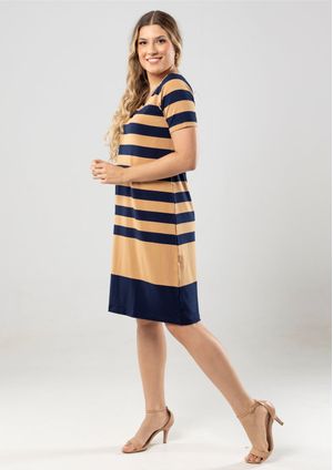 Vestido Pau a Pique Listrado Azul Marinho