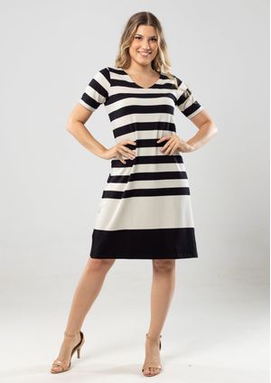 Vestido Pau a Pique Listrado Preto