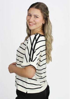 Blusa Pau a Pique Listrada Preto