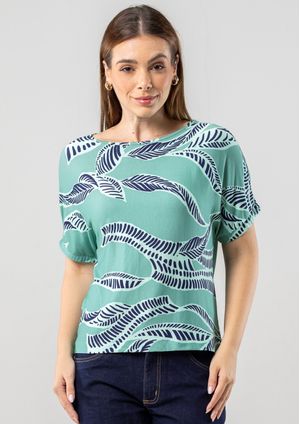 Blusa Pau a Pique Estampada Verde