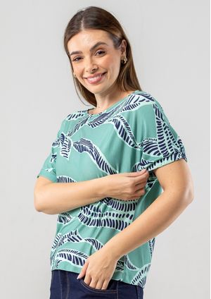 Blusa Pau a Pique Estampada Verde
