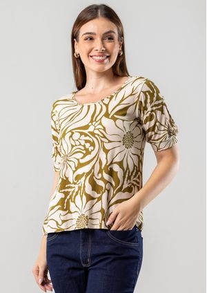 Blusa Pau a Pique Estampada Verde