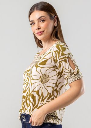 Blusa Pau a Pique Estampada Verde