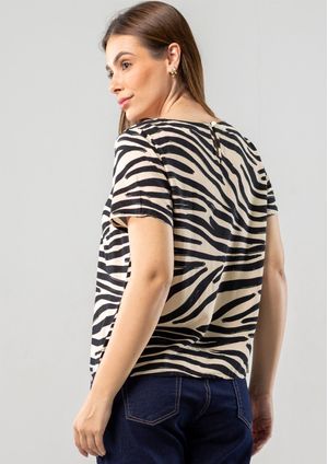 Blusa Pau a Pique Viscose Estampada Preto