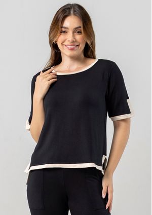 Blusa Manga Curta  Pau a Pique Básica Preto