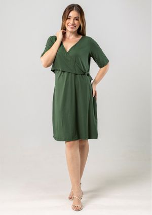 Vestido Pau a Pique Transpassado Básico Verde