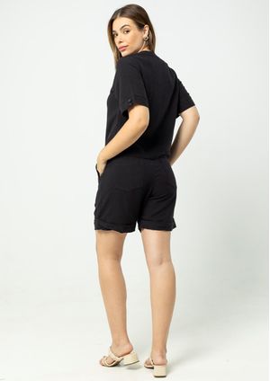 Shorts Pau a Pique Linho Preto