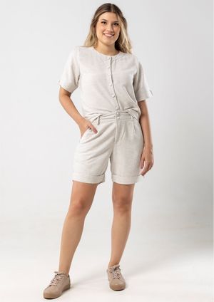 Shorts Pau a Pique Linho Off White