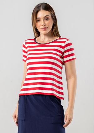 Blusa Pau a Pique Listrada Vermelho