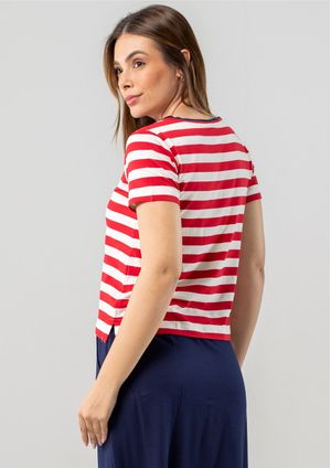 Blusa Pau a Pique Listrada Vermelho