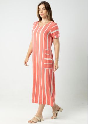 Vestido Pau a Pique de Viscolinho Coral
