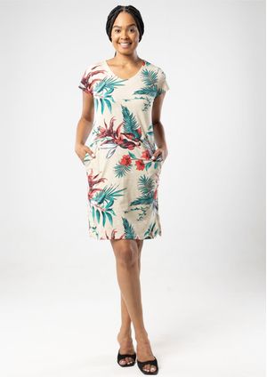 Vestido Algodão Pau a Pique Estampado Vermelho