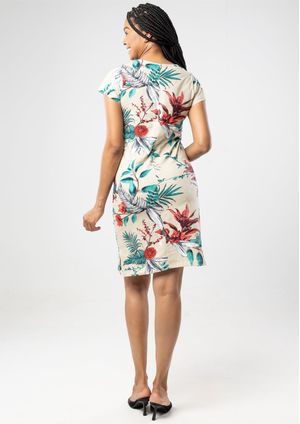 Vestido Algodão Pau a Pique Estampado Vermelho