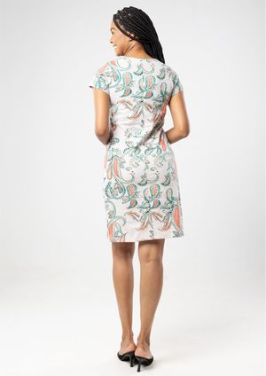 Vestido Algodão Pau a Pique Estampado Salmom