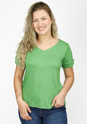 Blusa Pau a Pique Manga Curta Básica Verde